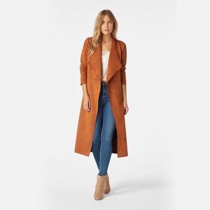 Just Fab Faux Suede Tan Drape Coat XXL